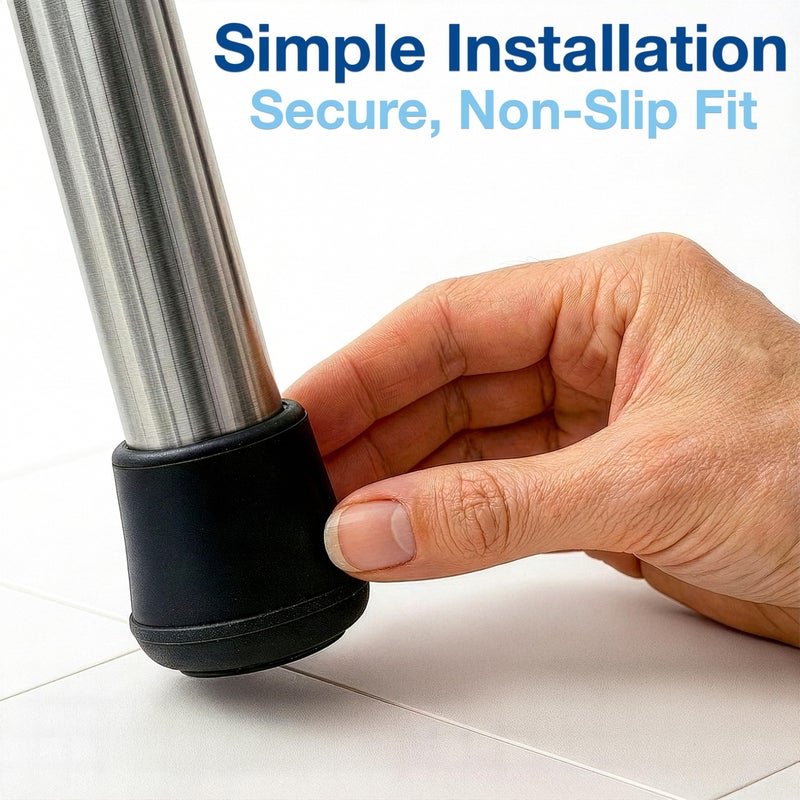 Softtouch 7/8 Inch Rubber Folding Metal Chair Leg Cap Replacement Black, 4 Pieces - Image 4